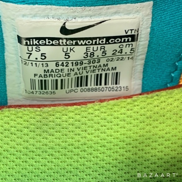 Nike Free run 5.0 teal Women’s running shoes Teal and Yellow Size: 7.5 - Picture 8 of 11